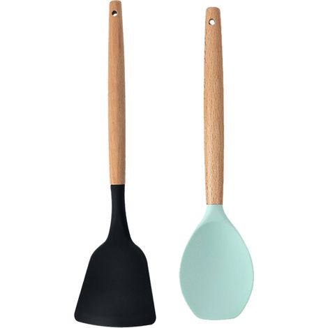 Ensemble Ustensiles Cuisine Bois Massif - Outils Cuisson Resistants Chaleur - Pour Surface Antiadhesive - Lot De 5 Pieces (1/5)