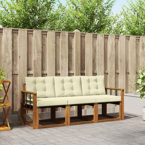 vidaXL Outdoor Sofa Set with Cushion 3 pcs Natural and Cream