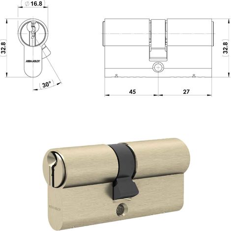 Cilindro Profilato Doppio Serie +10+40 = 72,5 (27,5+45) Assa Abloy 22,5 mm