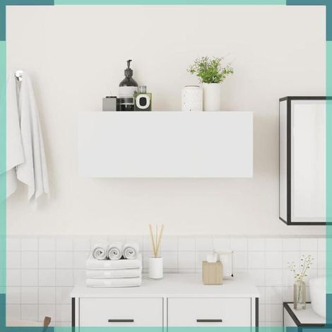 Armoire murale de bain - 860076 - blanc - bois d'ingénierie - 80 x 25 x 30 cm (1/5)