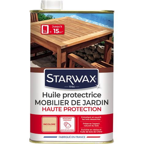 Huile haute protection pour mobilier de jardin en bois 1L STARWAX