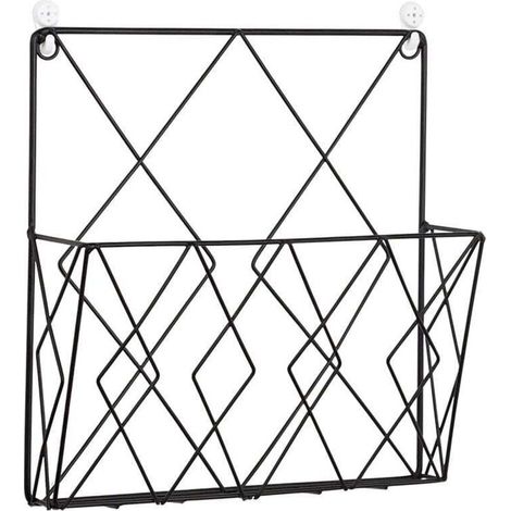 Porte-revues mural en métal multifonctionnel pour ranger vos magazines ou journaux (noir) (1/4)