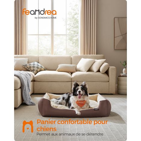 Panier pour Chien, Coussin Réversible et Lavable, Bords Surélevés, 100 x 75 x 25 cm, Café au lait (1/5)