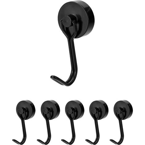 Lot de 6 crochets magnétiques rotatifs en néodyme, supports pour cuisine, bureau et salle de bain, fixation puissante (1/5)