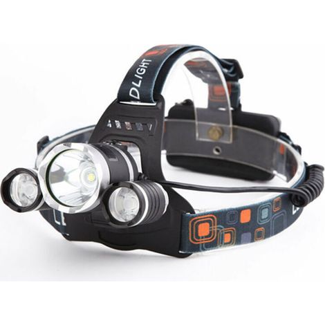 Lampe Frontale LED Rechargeable 3000 Lumen Lampe Frontale Puissante, 4 Modes d’Eclairage, Etanche IPX4 Lampe Torche Frontale pour Pêche Camping Randonnée Chasse au Cyclisme Course à Pied -