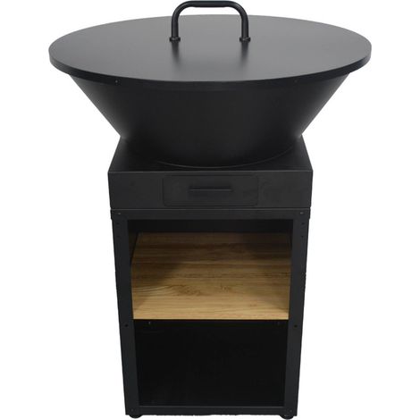 Cooking brazier Ø81.5cm with cooking grate, storage space, and lid  black 87x87x28.5 cm - Mombacho