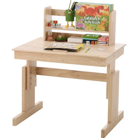 Höhenverstellbarer Kinderschreibtisch aus Holz mit neigbarer Tischplatte und Buchablage (1/5)