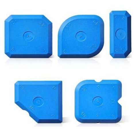 Lot de 5 outils de remplissage de joints en silicone bleu pour joints de cuisine et de salle de bain - Applicateur de mastic silicone multi-angle - Kit d'outils de calfeutrage pour joints et joints