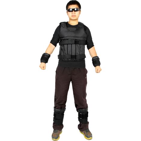 Charge maximale 20 kg, gilet lesté réglable, veste de poids, gilet d'entraînement de boxe, vêtements de sable invisibles (vide) (1/5)