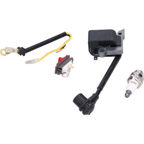 Lot de 2 bobines d'allumage haute tension compatibles avec tronçonneuses Craftsman 358, interrupteur de coupure de flamme intégré pour sécurité et allumage fiable. (1/5)