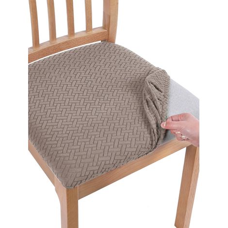 2 housses de coussin de chaise unies : Protège-siège doux et confortable, pour la décoration de chaises de salle à manger, cuisine, maison, antidérapantes, kaki (1/5)