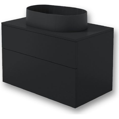 Waschbeckenschrank Schwarz 80 cm mit Granitwaschbecken und Soft-Close-System (1/5)