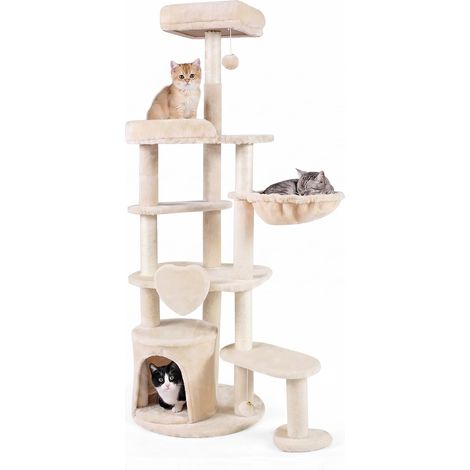 COSTWAY Albero Tiragraffi per Gatti 149 cm, per Gatti Adulti e Piccoli