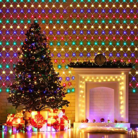 Randaco 3x2 m 200 LED Lichternetz 8 Modi Wasserdicht Lichterkette IP44 für Innen & Außen Weihnachten Hochzeit Party Garten Balkon Deko, Bunt (1/5)