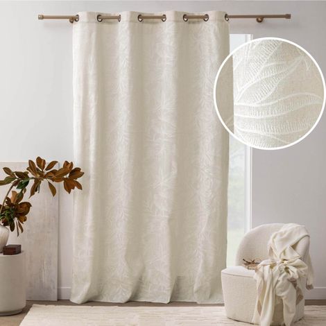 Rideau à œillets Lorenza – 140 x 240 cm – Polycoton imprimé - 140x240cm - Ecru