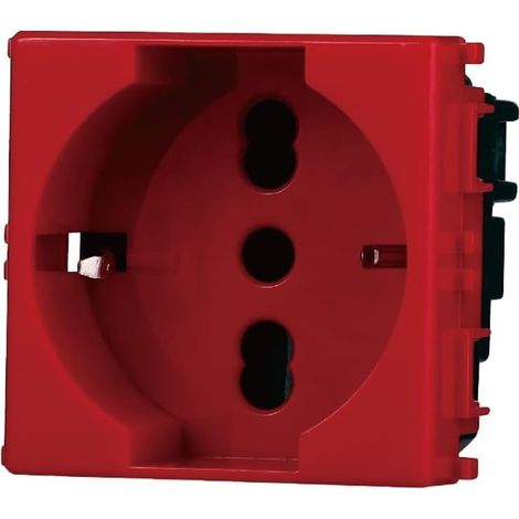 Elektronova Prise Schuko 2P+T 10/16A 250V Rouge compatible Vimar Plana 2116 (1/5)