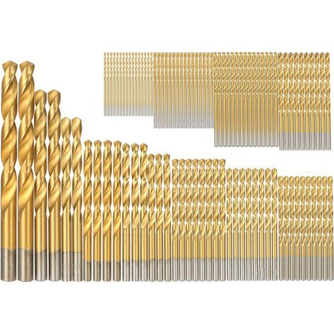 Juego de 99 brocas de acero rápido (HSS) y titanio, de 1/16" a 3/8", herramientas para trabajar metales. (1/5)