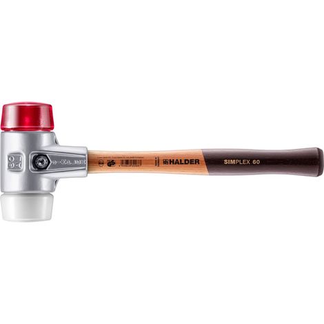 HALDER SIMPLEX Schonhammer Ø 60 mm Plastik rot / Superplastik mit Aluminiumgehäuse (1/5)