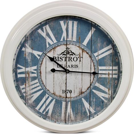 Horloge ancienne murale bistrot de paris - Métal - Bleu - Décoration d'Autrefois (1/3)