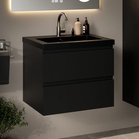 Badezimmermöbel Karo – 60 cm – Mattschwarz – Schwarzes (1/4)