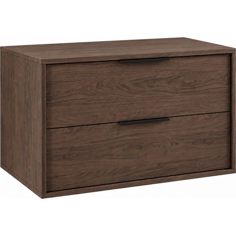 Badplaats Mobile Sottolavabo Livorno 80 cm – Noce Marrone – Sospeso con 2 Cassetti (1/5)
