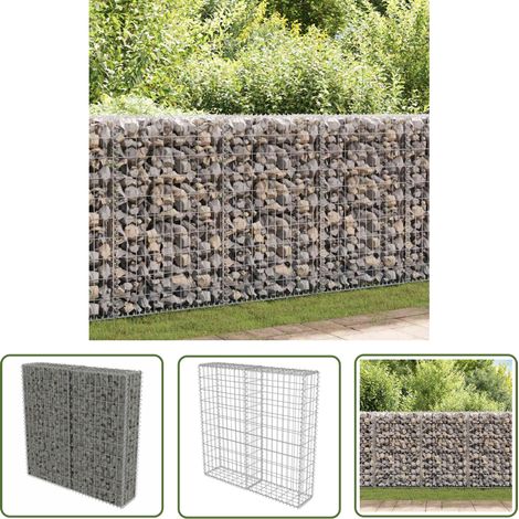 The Living Store Mur à gabion avec couvercles Acier galvanisé 100x20x100 cm - Mur En Gabion - Clôture En Gabion - Panneau De Clôture - Décoration Extérieur - Isolation Phonique (1/5)