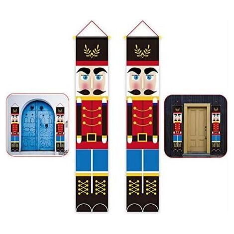 Casse-Noisette Bannières de Noël Noyer Soldat Porte Rideau Cintre Couplet Noël Porte Avant Drapeau pour Noël Décoration Porte Intérieur Extérieur Décor Fournitures (1/5)