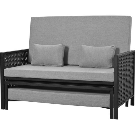 ELVMI Salotto da Giardino con 1 Divano Letto Convertibile da 2 Posti, Schienale Regolabile, Poliestere Grigio (1/4)