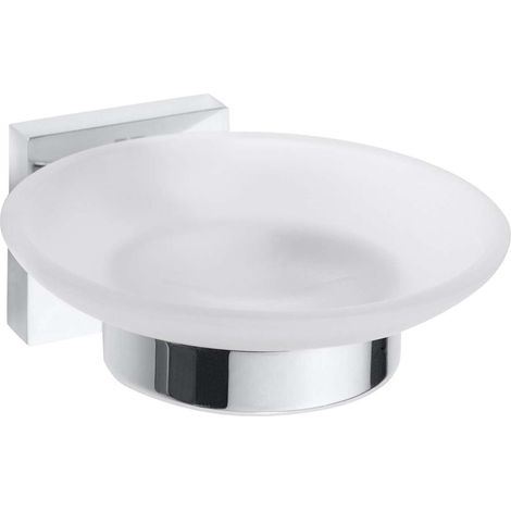 Sapho X-SQUARE - Jabonera redonda, vaso opalino/cromo XQ802 (1/2)