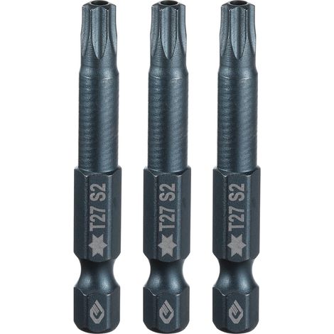 3 Pièce Embout de Tournevis Torx Magnétique, T27 1/4" Hex Tige Longueur 50mm Embout de Vissage Long Hexagonal en Acier S2 avec Trou pour Retirer les Vis de Fixation Outils (1/5)