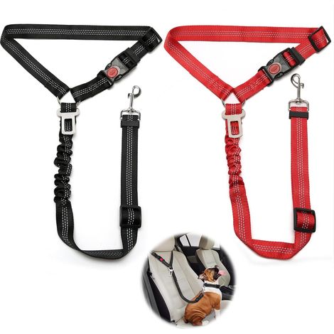 Ceinture de sécurité pour chien réglable et élastique pour voiture, laisse de sécurité pour animaux de compagnie pour siège arrière, attache universelle pour voyager en toute sécurité (1/5)
