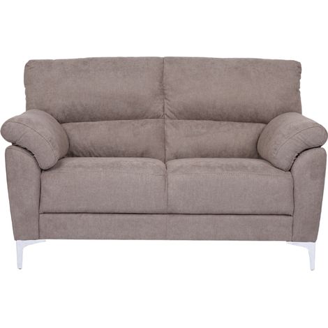 Divano in tessuto a 2 posti 146 cm braccioli imbottito GIADA Tortora (1/5)