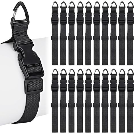 20 pièces, organiseur de rallonges électriques réglables, sangles rangement robustes avec clips triangulaires pour câbles, fils, cordes, tuyaux, et organisation garage - (1/5)