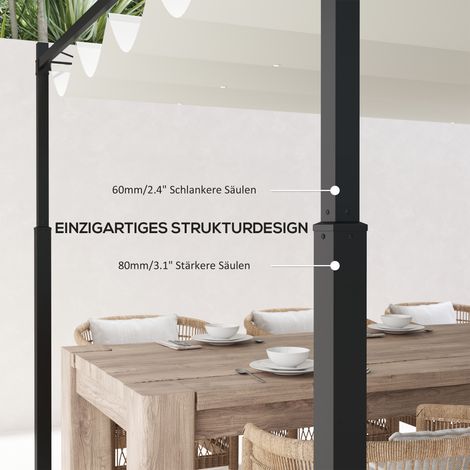Pergola de Jardin 3x3m, toit rétractable avec aimant, tonnelle extérieure, pavillon de jardin UPF30+, métal blanc crème (1/4)