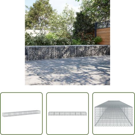 Aménagement extérieur -  Panier gabion avec couvercle 700x100x50 cm fer galvanisé (1/5)