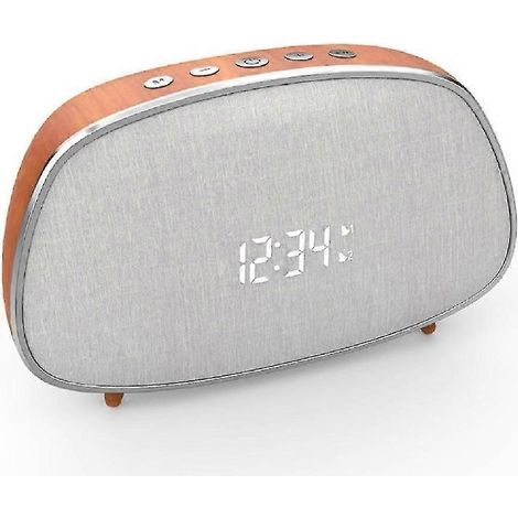 Enceinte portable Bluetooth sans fil, radio FM, réveil numérique LED, en bois