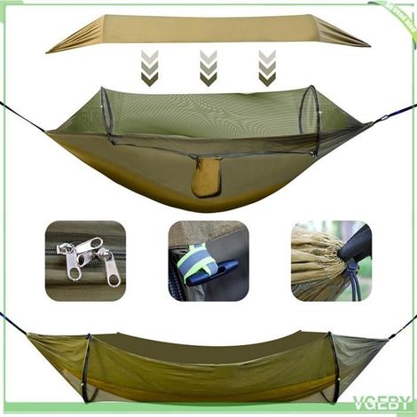 Fafeicy hamac avec moustiquaire Hamac de Camping étanche, Portable, suspendu, avec moustiquaire, pour sport camping Vert armée (1/5)