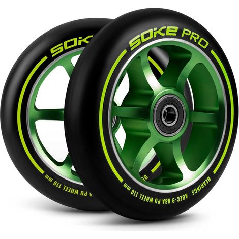 Roues vertes pour scooter 110 mm pack de 2