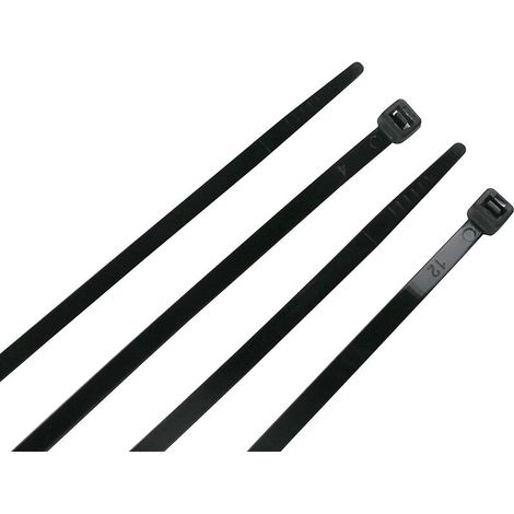 Brida para cables de 200 x 2,5 mm, brida para cables, bridas de nailon Rilsan, bridas para cables de 200 mm, color negro, paquete de 1000 unidades. (1/3)