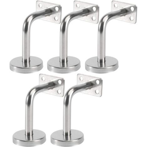 LaBlanc - Juego de 5 soportes para pasamanos de acero inoxidable - Soportes de pared para escaleras interiores y exteriores, barandilla de madera (6 x 8 x 5 cm/2,7 x 3,1 x 2,0 pulgadas)