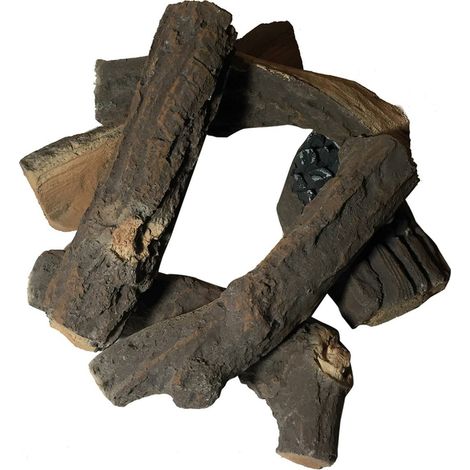 Elementi Brennholz Keramik in Fallholz-Optik, braun (1/2)