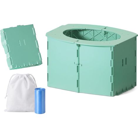 Pot pliable, toilette portable pour enfants, voyage, camping, utilisation intérieure et extérieure (vert) (1/5)