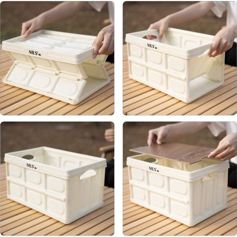 Faltbare Campingbox mit Deckel, 15L, Weiß