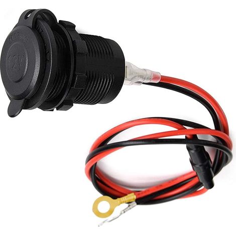 Allume Cigare Socket,Prise d'allume-Cigarette,Prise de Courant de Prise Allume-Cigare 12V / 24V,Adapté aux navires,Motos,Avec fil de fusible 1m (1/5)