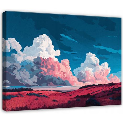 Peinture champ aquarelle paysage nature pour chambre salon sur toile 120x80 (1/3)