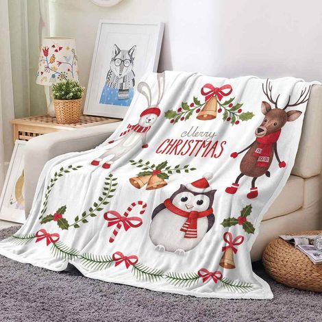 Couverture en Microfibre de Noël 150 x 200 cm Couverture Polaire Chaude et Douce en Flanelle pour canapé-lit