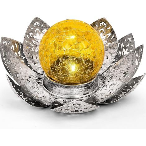 Lampe Solaire Exterieur Lotus Décoration de Jardin Deco Jardin Exterieur Lumière Chaude Jardin Lampe Solaire LED pour Chemin de Pelouse, Patio, Balcon Gris