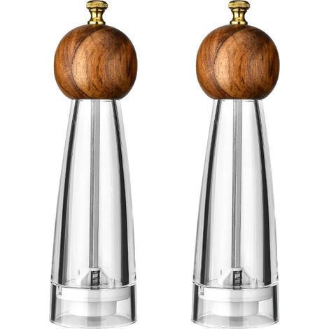 Pfeffermühlen und klassische Salzmühle, 2er-Set, 20 cm (8 Zoll), manuelle Mühle aus Massivholz mit Rotor, Pfeffermühle und Salzmühle mit verstellbarem, grobem Keramikmahlwerk (1/5)