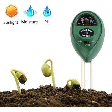 Testeur d'humidité du Sol, Testeur de Plantes 3 en 1, Tsteur de PH et d'humidité, Intensité Lumineuse mètre de Plante Testeur pour Jardin, Ferme, Gazon Sans Piles