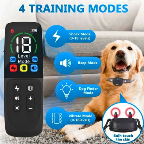 Collare per addestramento cani con telecomando, 4 modalità, sicuro, impermeabile IP67, ricaricabile - ALTRO (1/3)